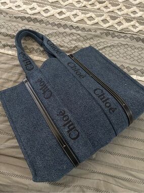 Chloe Woody Canvas with Leather Large tote